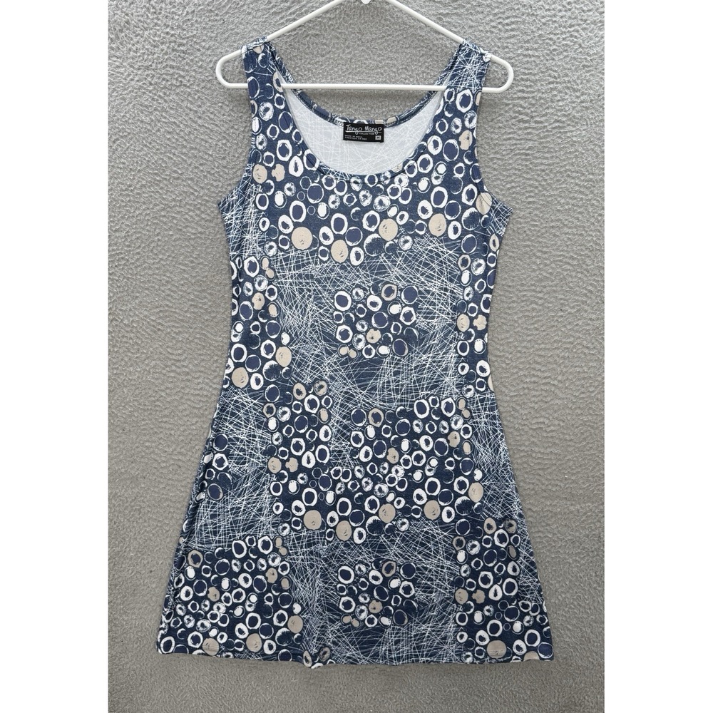 Tango Mango Dress Womens Medium Blue White Abstract Beach Coastal Nautical Y2K